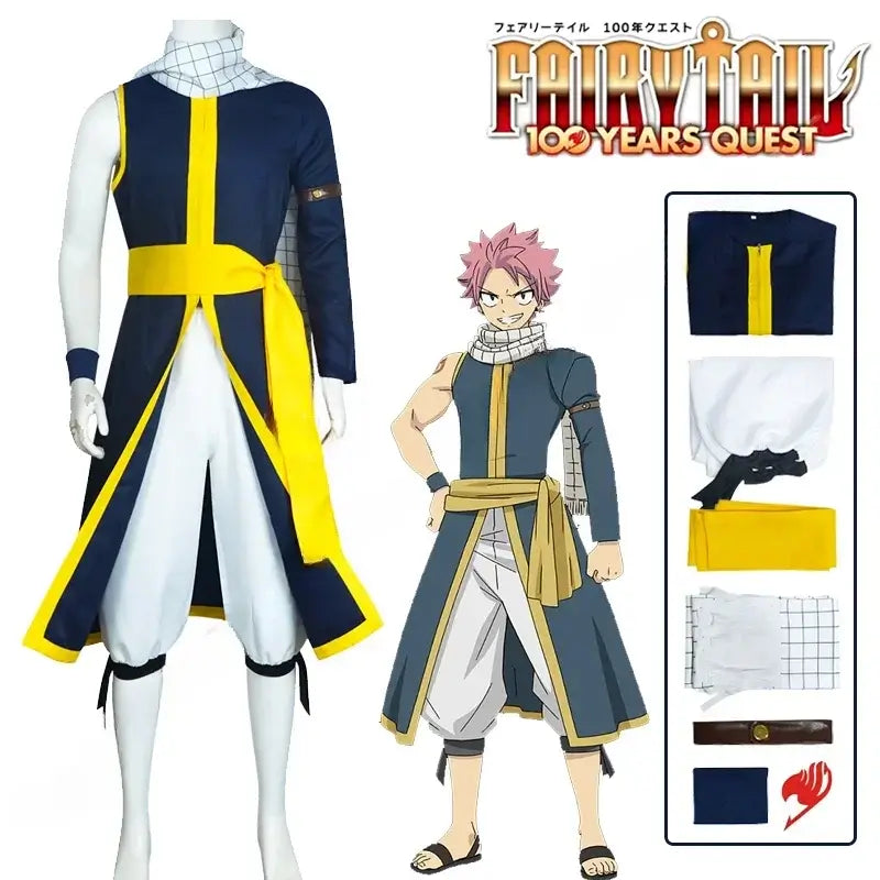 Natsu Dragneel 100 Years Quest Cosplay Costume wig scarf sticker Salamander Halloween unisex