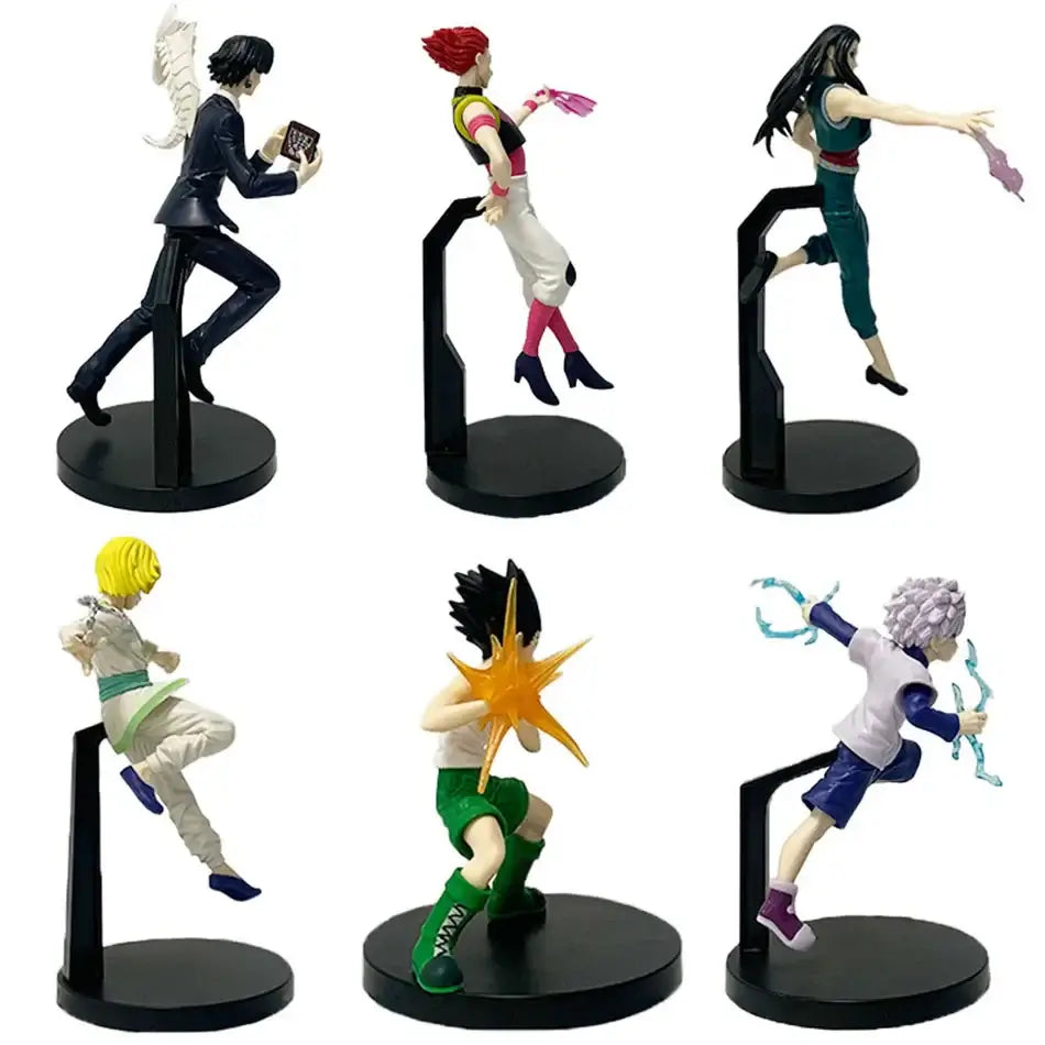 High-quality Hunter x Hunter Anime Figures featuring Gon Freecss, Killua Zoldyck, and Kurapika in dynamic action poses for adult room decor.