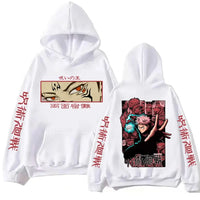 Itadori Hoodie Jujutsu Kaisen Harajuku Pullover fleece-lined polyester long sleeve hooded sweatshirt unisex Yuji Itadori design front view