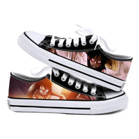 One Piece Anime Low Top Canvas Sneakers flat lay pair printed anime canvas couple birthday gift