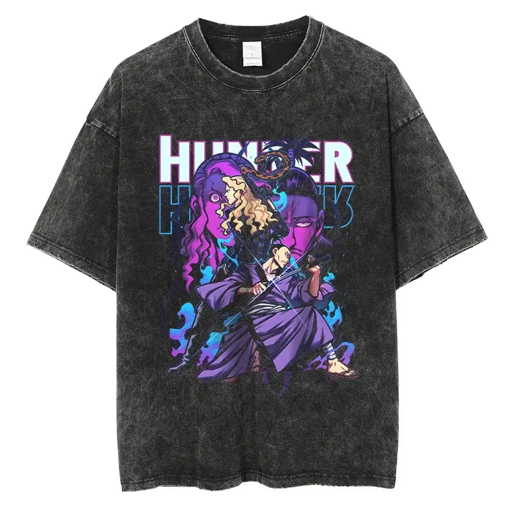 Hunter x Hunter Gon Freecss Print T-Shirt oversized Harajuku washed cotton anime tee men women
