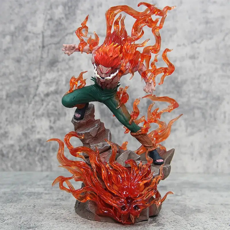 A premium Might Guy Luminous Figure showing the Night Guy Eight Inner Gates attack, glowing vibrantly on a gaming desktop.