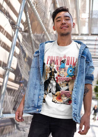 A premium Fairy Tail T-Shirt featuring a dynamic graphic of Natsu Dragneel and Gray Fullbuster, designed as anime streetwear for fans.