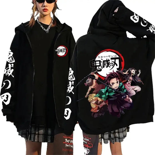 Demon Slayer Zipper Hoodie | 2025 Harajuku Streetwear – Infinite