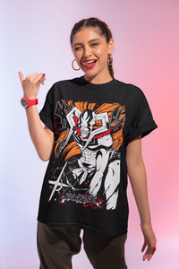 A premium Bleach Ichigo T-Shirt featuring a black and white manga strip graphic of Kurosaki Ichigo, designed as soft unisex anime streetwear.