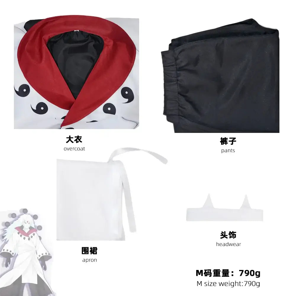 Uchiha Madara White Cosplay Costume Set complete jacket pants white anime Naruto costume