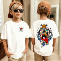 One Piece Kids T-Shirt Anime Luffy Zoro Chopper short sleeve cotton summer tee boys girls ages 7-13
