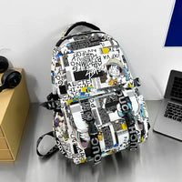 A high-capacity One Piece Luffy Backpack featuring a vibrant graffiti print of Monkey D. Luffy, designed as a durable school bag for middle and high students.