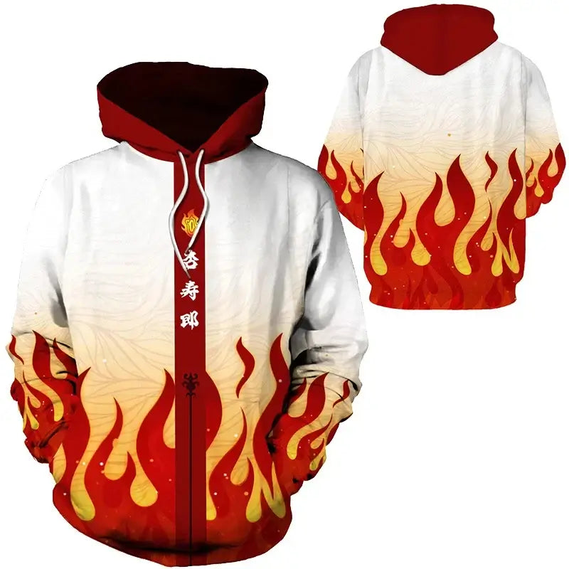 A trendy 3D Anime Hoodie featuring a funny graphic print, designed as an oversized hip-hop pullover for men and women.