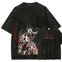 Ichigo Kurosaki Hollow Mask Washed T-Shirt back view with Zangetsu Bleach anime artwork
