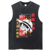 One Piece Vintage Washed Graphic Tank Top | Cotton Streetwear