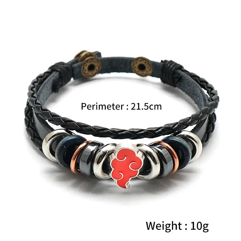 Anime Woven Cowhide Bracelet multilayer buckle ring inspired by One Piece Naruto and Attack on Titan birthday gift accessory