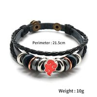 Anime Woven Cowhide Bracelet multilayer buckle ring inspired by One Piece Naruto and Attack on Titan birthday gift accessory