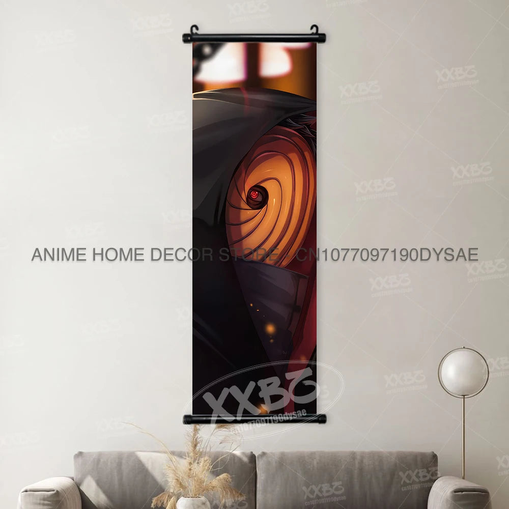 High-quality Uzumaki Naruto Posters wall art scroll featuring Sasuke Uchiha, Madara, and Might Guy for anime home decor.