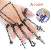 Kurapika Hunter x Hunter Cosplay Costume Full Set featuring rings and chains for Halloween anime outfit.
