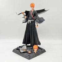 A detailed 32cm Bleach Anime Figure GK model featuring Kurosaki Ichigo in battle pose, available with Ulquiorra Cifer and Toshiro Hitsugaya variants.