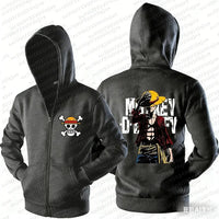 Luffy Zipper Hoodie One Piece 3D Print Streetwear full-zip polyester Monkey D Luffy graphic hip-hop punk style unisex men women autumn front view