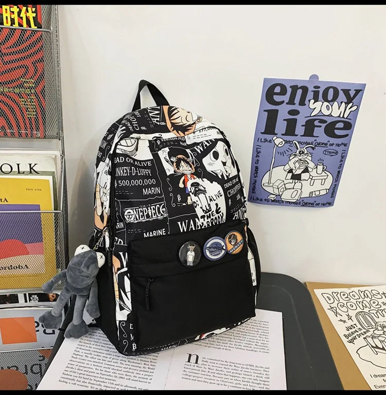 One Piece Luffy Anime Backpack school laptop travel bag men women bold print gift