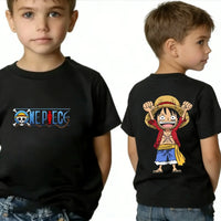One Piece Kids T-Shirt Luffy Zoro Nami Chopper pure cotton short sleeve summer cartoon tee boys girls unisex sizes 100 to 160 CM birthday gift