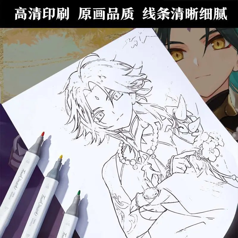 Chainsaw Man Anime Colouring Book multiple pages fan-drawn anime outline sketches colouring