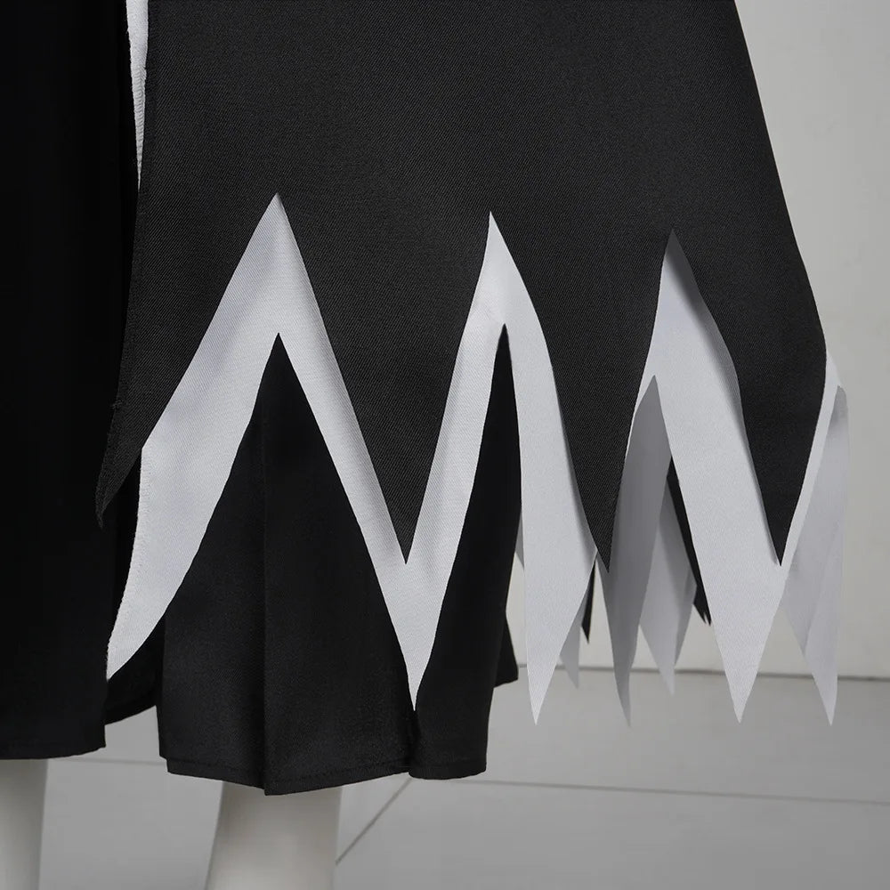 Kurosaki Ichigo Cosplay Costume complete display featuring overcoat, inner vest, pants, and white waist belt.