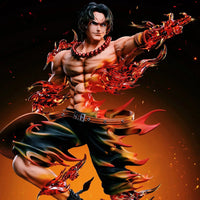 Portgas D Ace Action Figure showing dynamic pose with fiery effects from One Piece PVC GK statue.