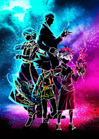A retro style Hunter x Hunter Anime Poster printed on high-quality canvas featuring Gon and Killua, ideal for home decor and kids' bedrooms.