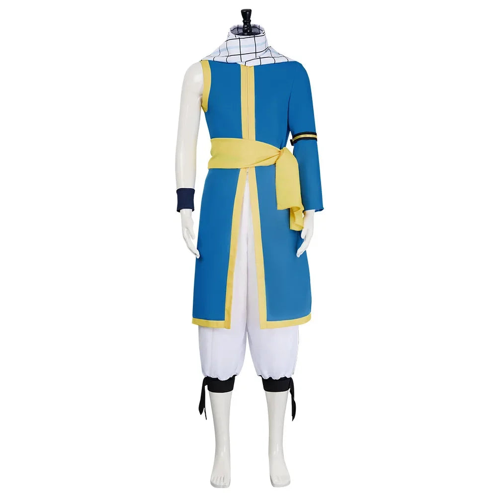 Natsu Dragneel Fairy Tail Cosplay Costume Blue Black Seven Years Later uniform Halloween men