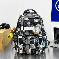 A high-capacity One Piece Luffy Backpack featuring a vibrant graffiti print of Monkey D. Luffy, designed as a durable school bag for middle and high students.