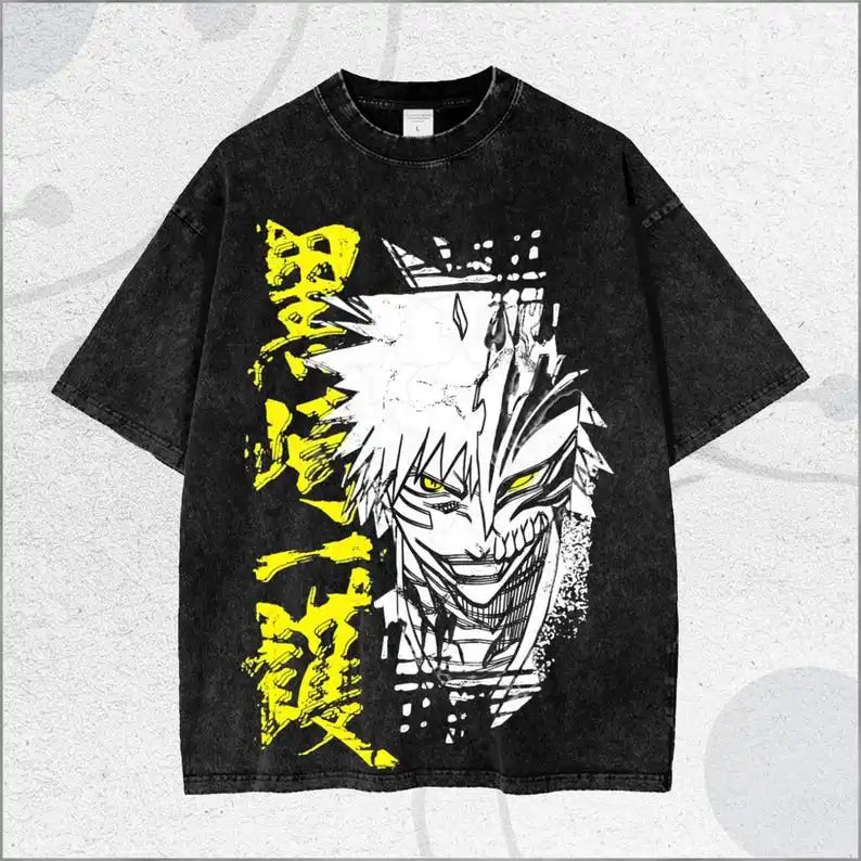 Ichigo Kurosaki Hollow Mask Washed T-Shirt | BLEACH Streetwear