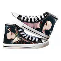 High-top Demon Slayer Canvas Shoes featuring Tanjiro Kamado and Jibaku Shounen Hanako-kun anime prints for casual fashion.