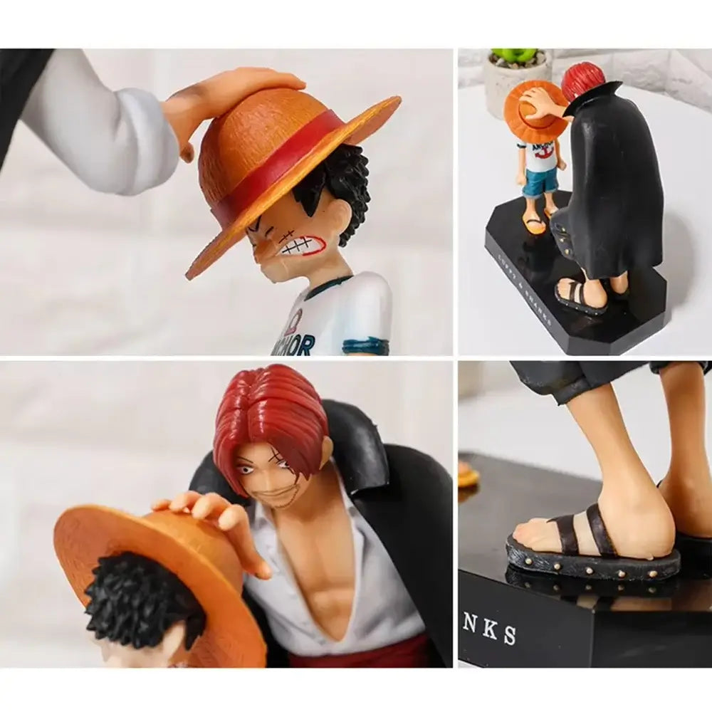 A highly detailed 18cm Shanks Luffy Action Figure made of premium PVC, capturing the emotional Straw Hat promise from the One Piece anime.