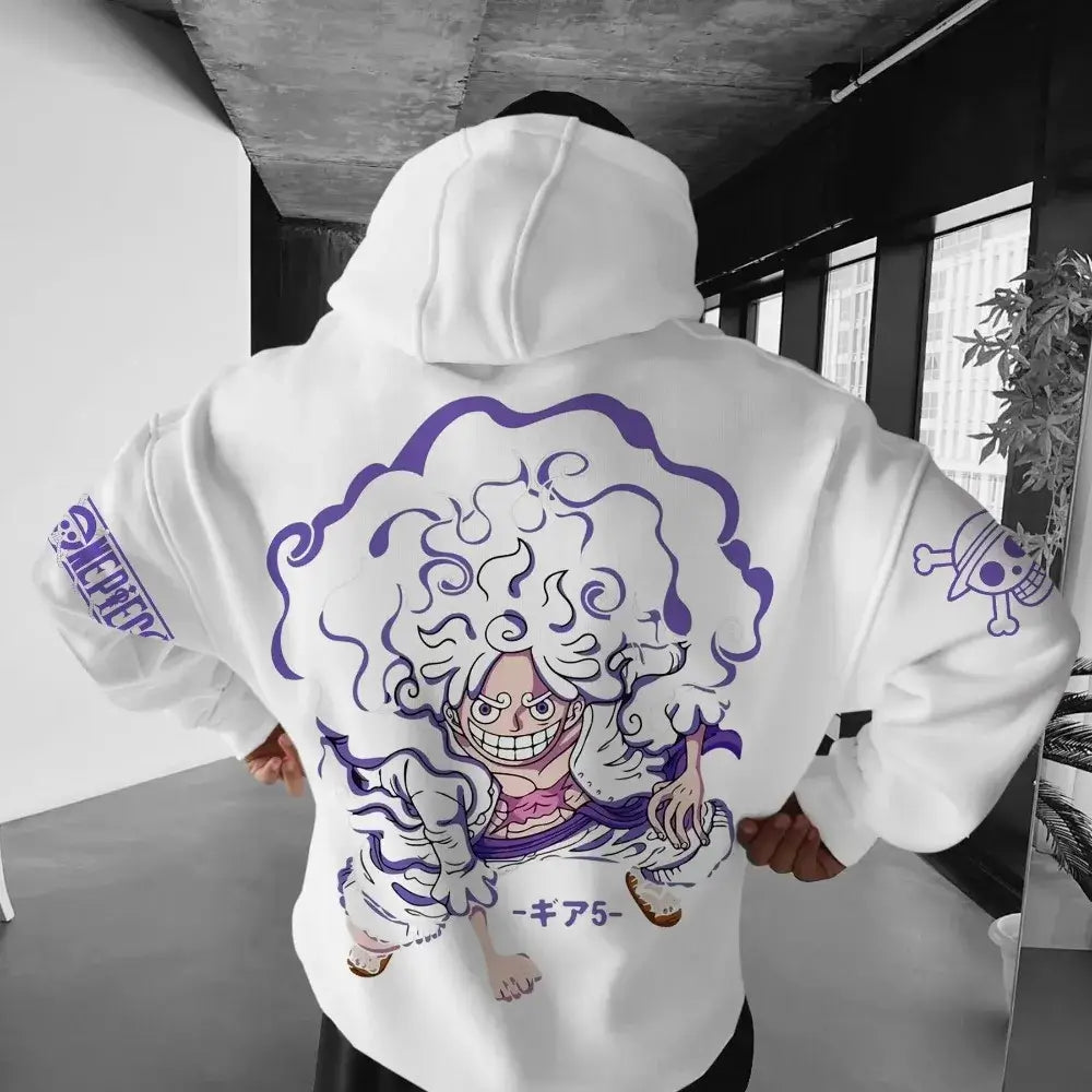 ONE PIECE Monkey D. Luffy Anime Hoodie worn by father and child matching parent-child anime outfit