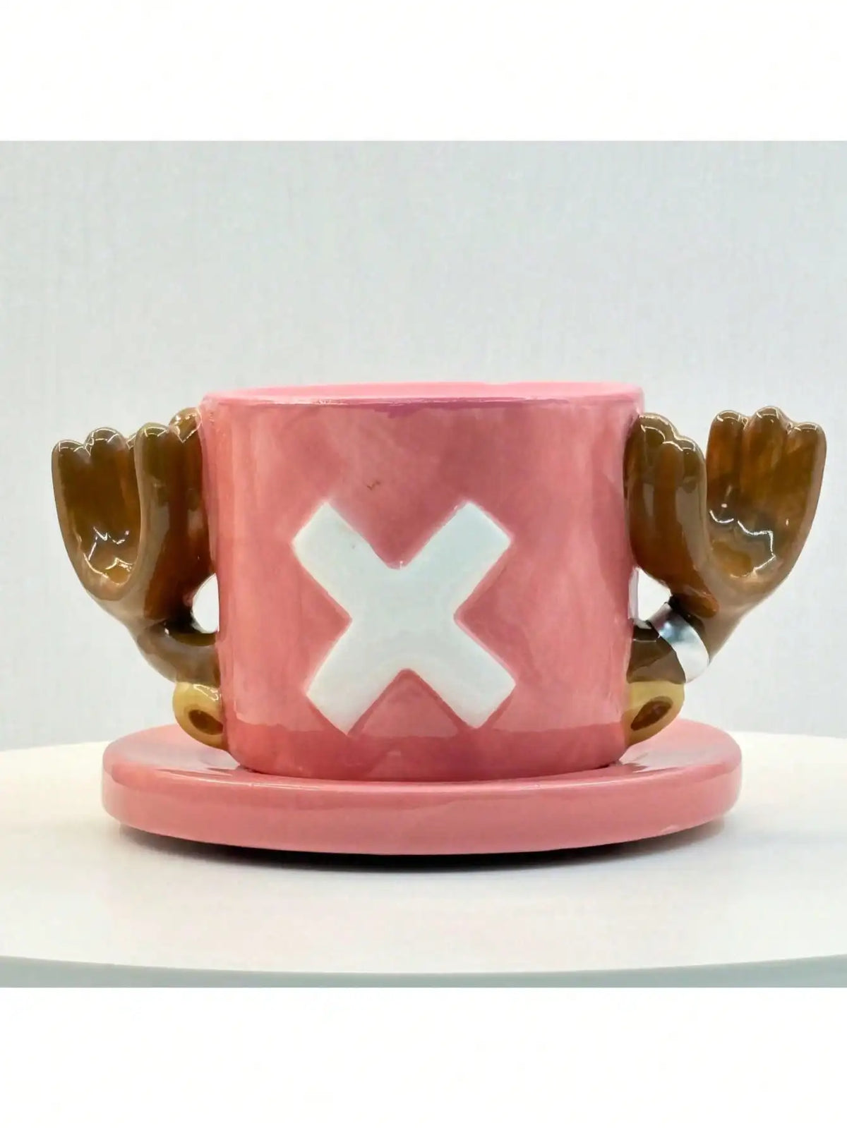Luffy Ace Sabo Chopper Mug One Piece Ceramic in use on desk anime home decor coffee tea gift display