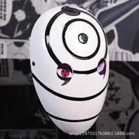 A highly imitative, high-gloss Obito Cosplay Mask featuring the Akatsuki Sharingan design for anime Halloween costumes and conventions.