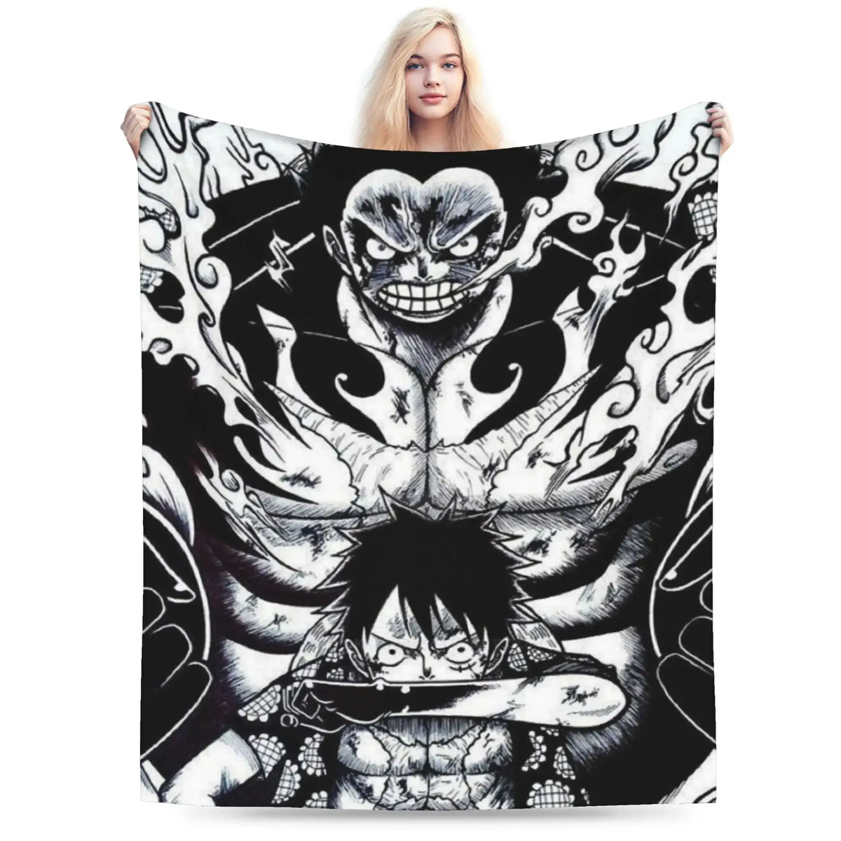 Stay warm with this One Piece Luffy Blanket! 🏴‍☠️ Premium knitted fleece throw for beds and sofas. Soft anime home decor. Shop the trend now!