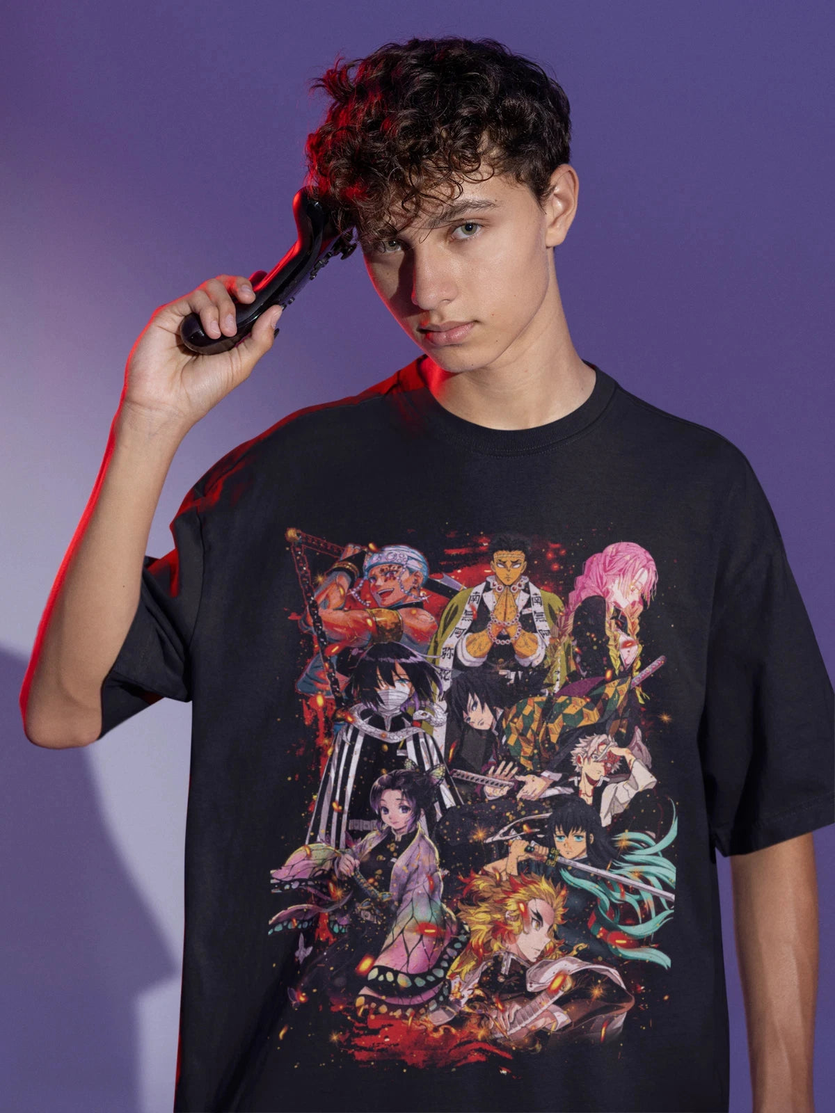 Demon Slayer Hero Characters Y2K Children Cotton T-Shirt Bandai loose unisex casual summer anime