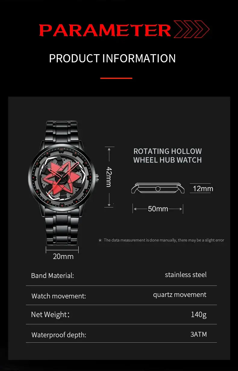 VA VA VOOM Racing Series Watch creative spinning dial stainless steel waterproof sports quartz watch for men