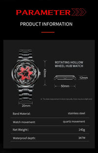 VA VA VOOM Racing Series Watch creative spinning dial stainless steel waterproof sports quartz watch for men