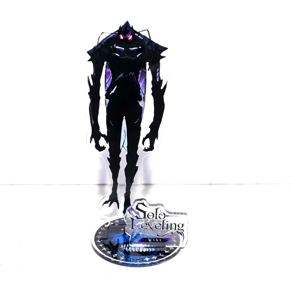A high-definition 15cm Solo Leveling Acrylic Stand featuring Sung Jinwoo, Sung Jin Ah, and Yoo Jin Ho anime action figures for desk decoration.