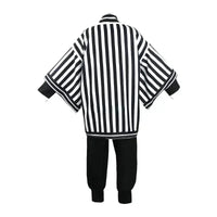 A complete Iguro Obanai Cosplay Costume featuring the black and white striped kimono, Demon Slayer uniform, and wig for Halloween parties.