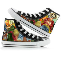 One Piece Anime Canvas Shoes Luffy Zoro hand-painted high top sneakers boys girls casual