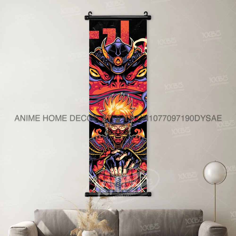 High-quality Uzumaki Naruto Posters wall art scroll featuring Sasuke Uchiha, Madara, and Might Guy for anime home decor.
