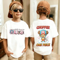 One Piece Kids T-Shirt Anime Luffy Zoro Chopper short sleeve cotton summer tee boys girls ages 7-13