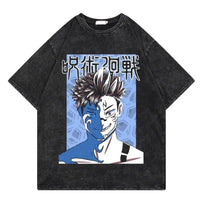 Jujutsu Kaisen Vintage Washed Cotton T-Shirt featuring bold graphic design and relaxed fit for anime fans.