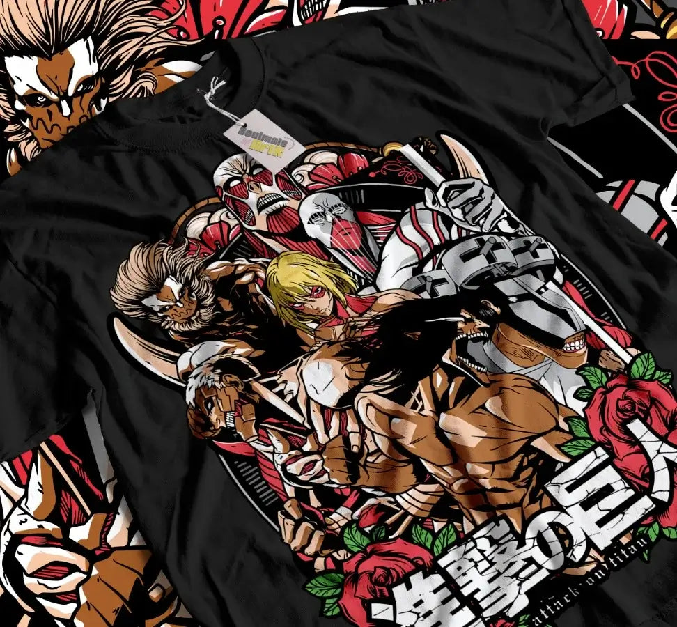 Eren Annie Attack on Titan T-Shirt casual manga tee styled with denim for an everyday anime outfit