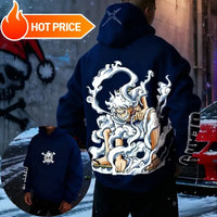 Luffy One Piece Oversized Cotton Hoodie featuring a vibrant graphic design, perfect for Y2K streetwear trends.