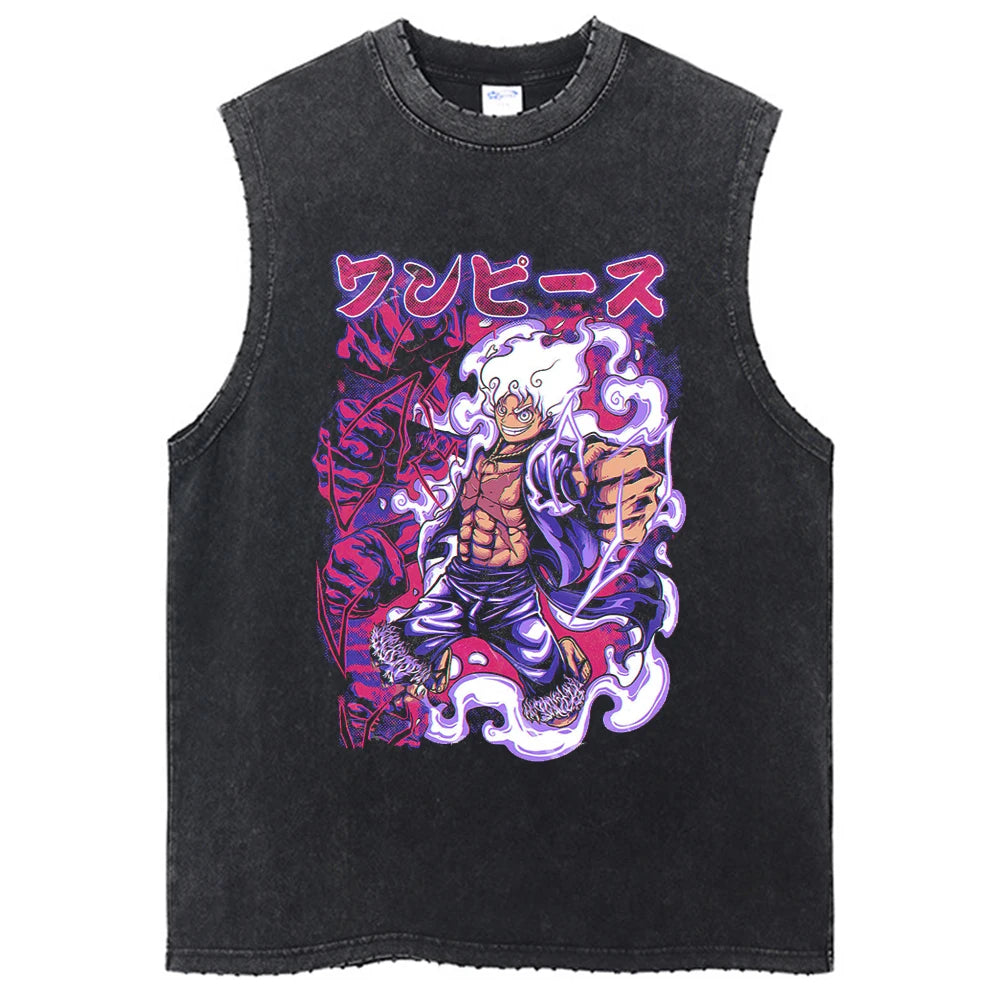One Piece Vintage Washed Graphic Tank Top | Cotton Streetwear