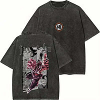 Dragon Ball Goku Majin Buu Washed Graphic T-Shirt back view unisex Y2K summer streetwear tee
