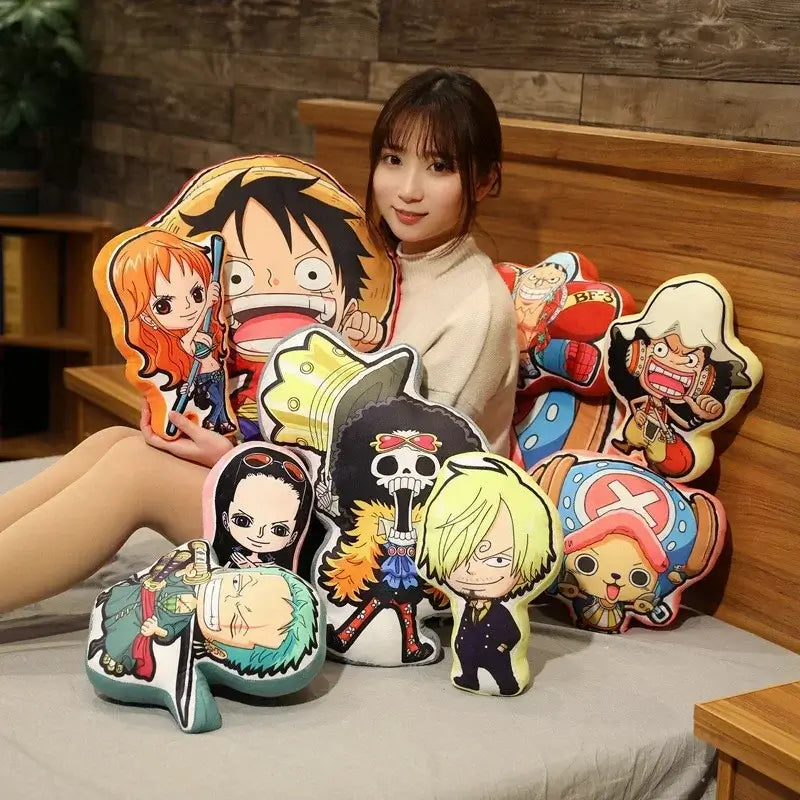 One Piece Kawaii Pillow Doll anime plush cushion featuring Luffy Zoro Sanji Chopper and Usopp soft stuffed toy gift